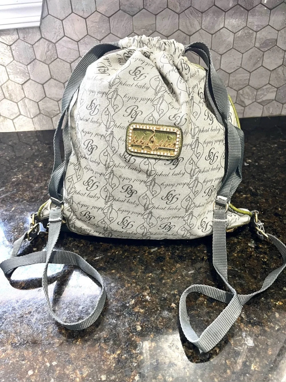Vintage Baby Phat Monogram Drawstring Backpack